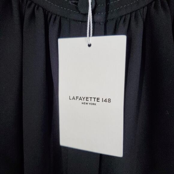 Lafayette NY 148 Black Ellis Blouson Sleeve Crepe Belted Jumpsuit 10 - Picture 10 of 15